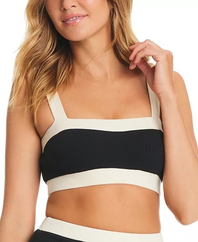 Red Carter Cropped Top Bikini Cover-Up Size Medium /8 Colorblock Black Beach Nwt